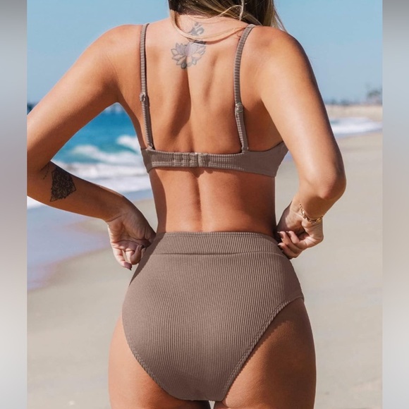 ~Women's Bikini Set Two Piece Swimsuit High Waisted Scoop Neck~ - Picture 3 of 6